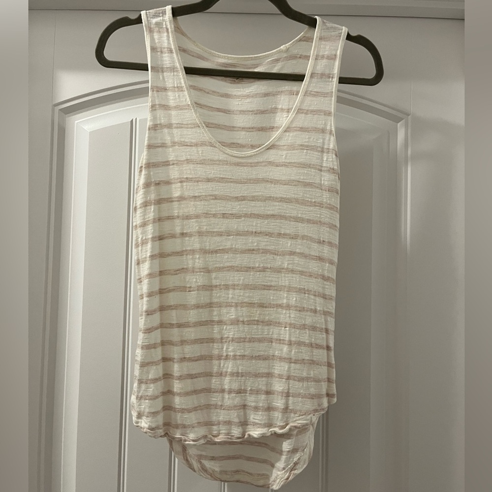 Madewell Anthem Scoop Tank Encino Stripe - Dusty Pale Pink and White Stripe